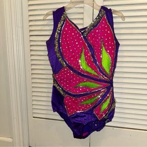Purple/Pink/Lime Green Leotard Majorette/Rhythmic gymnastics/Ice Skating costume